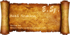 Bekő Szabina névjegykártya